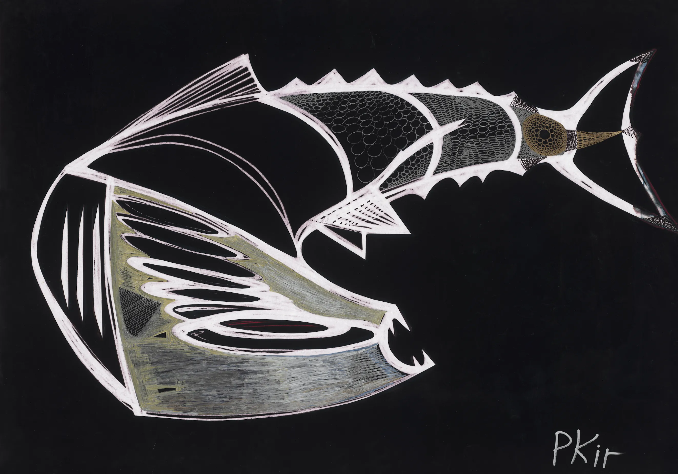 Fish artwork displayed at a venue