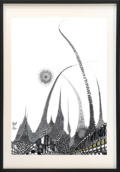 Curated art print in light tones