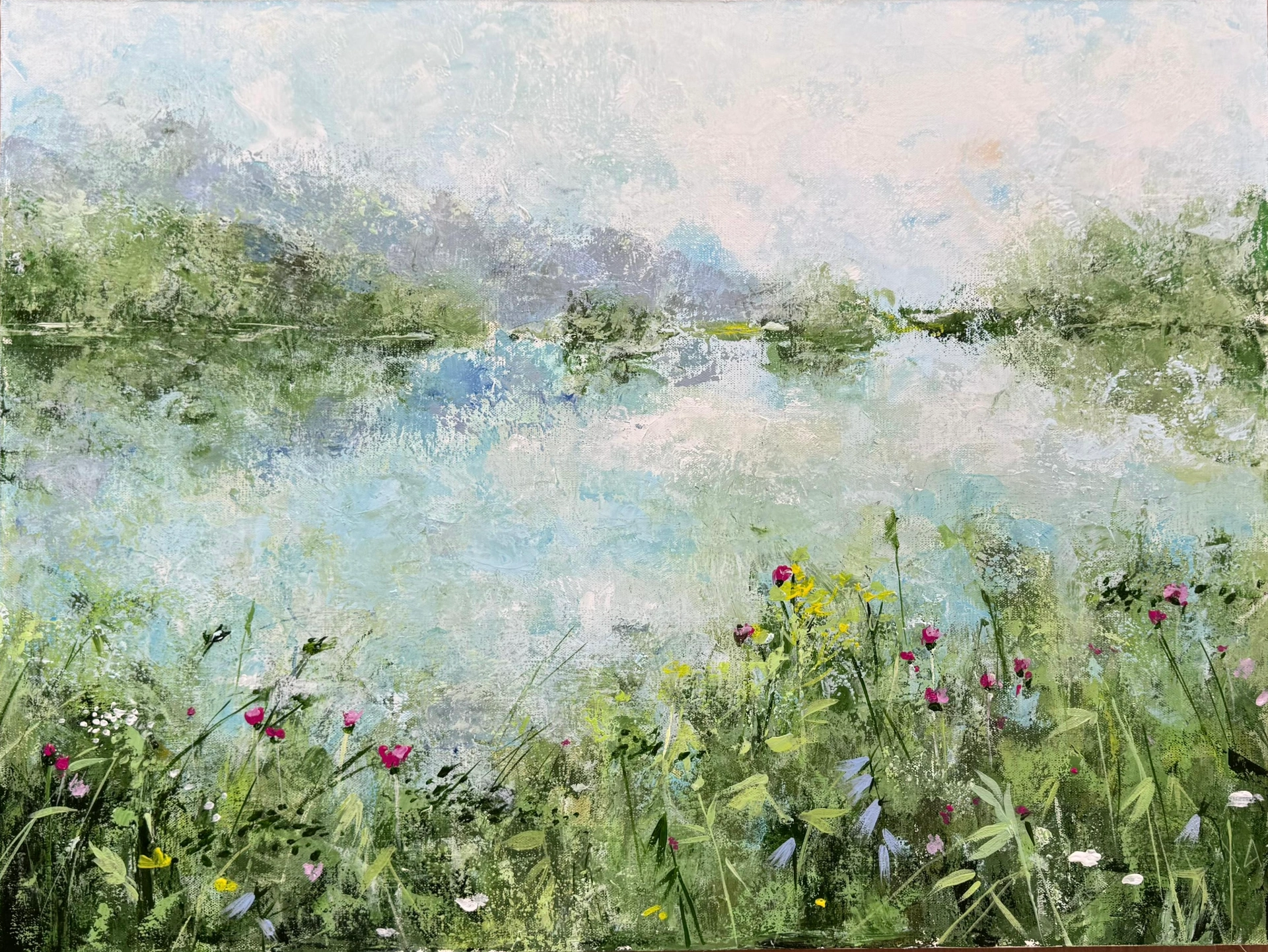 A close-up detail shot of an artwork, showing its texture.