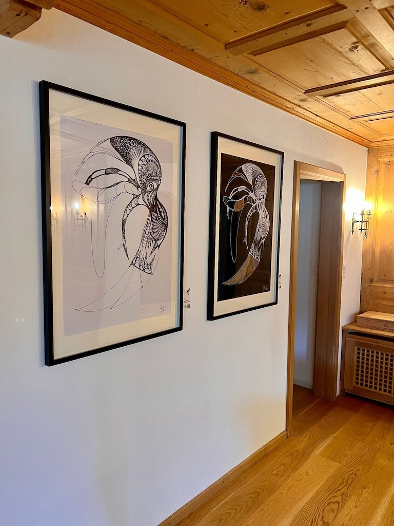 Artwork on a hotel bedroom wall