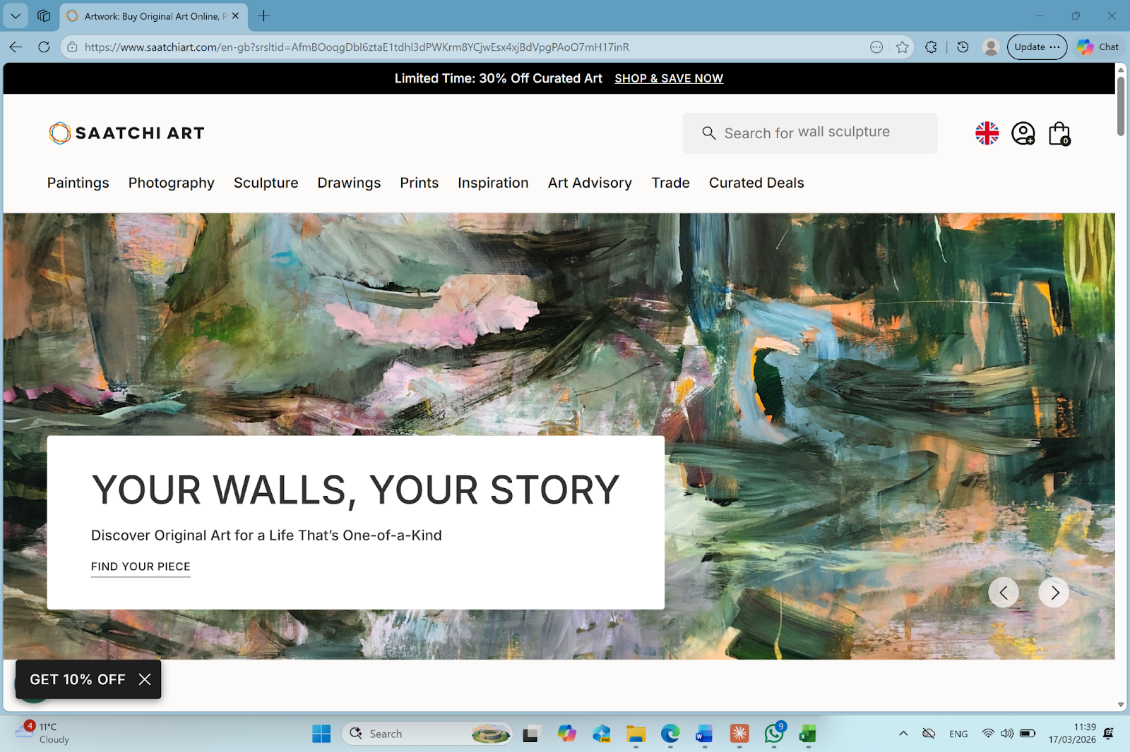 Saatchi Art home page