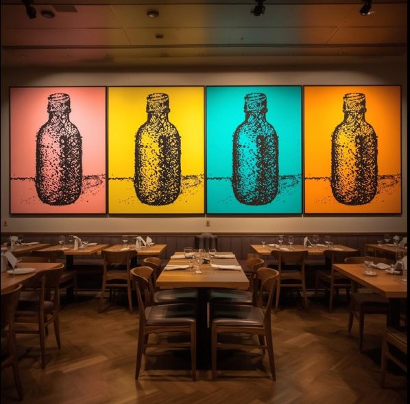 Canvas prints in a dining space