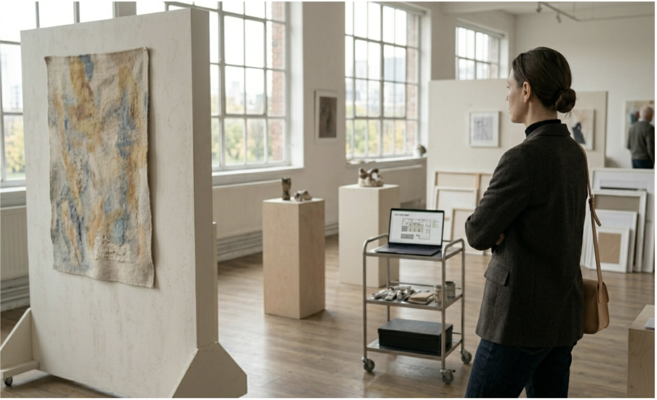 Emerging artist's work installed in a curated space